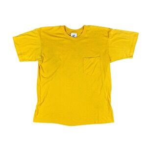 VTG 1980s Gold Pocket T-Shirt Men's Large Single Stitch Made in USA Work Shirt